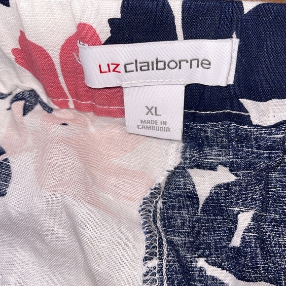 🌹NWT:Liz Claiborne Linen Blend Floral Print Pants - Picture 7 of 8